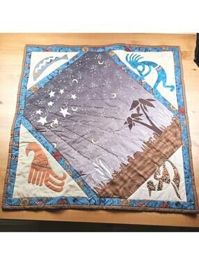 Handmade Southwestern Quilt Wall Hanging- Kokopelli, Eagle, Snake -Signed 2000